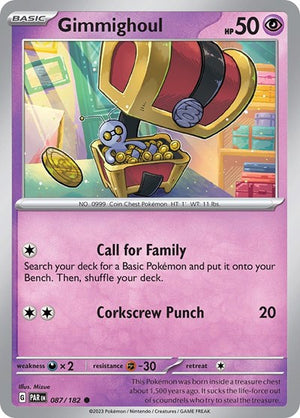 Pokemon TCG - SV04: Paradox Rift - Gimmighoul - 087/182 - Reverse Holofoil