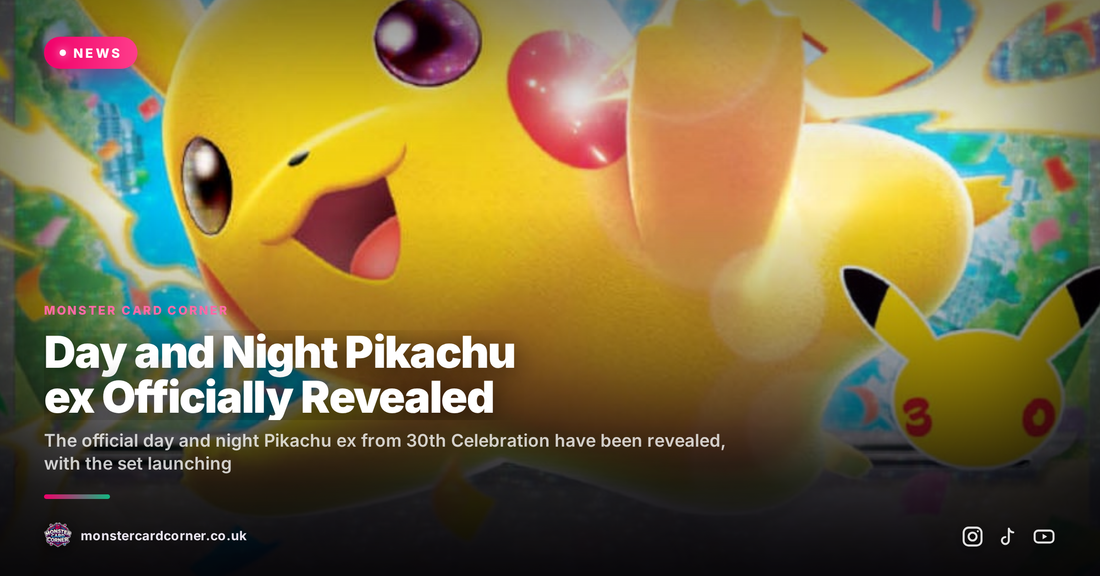 Day and Night Pikachu ex Officially Revealed for 30th Celebration