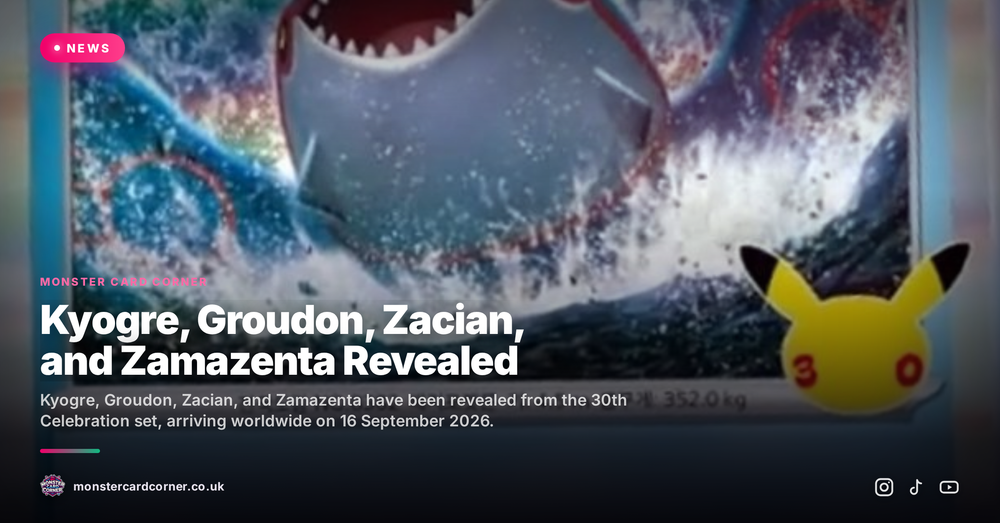 Kyogre, Groudon, Zacian, and Zamazenta Revealed from 30th Celebration!