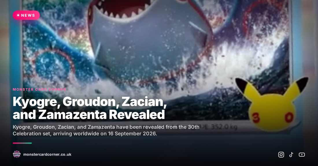 Kyogre, Groudon, Zacian, and Zamazenta Revealed from 30th Celebration!
