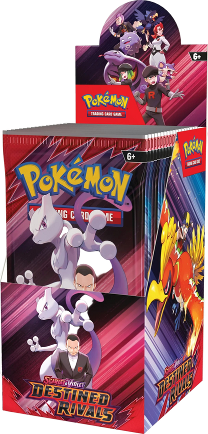 Pokémon trading card game packaging with characters and branding.