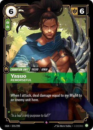 Riftbound - Origins - Yasuo, Remorseful - 076/298 - Rare