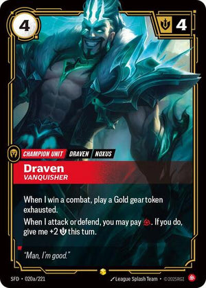 Riftbound - Spiritforged - Draven, Vanquisher - 020a/221 - Alternate Art - Showcase