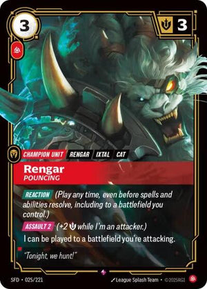 Riftbound - Spiritforged - Rengar, Pouncing - 025/221 - Rare