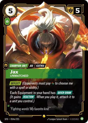 Riftbound - Spiritforged - Jax, Unmatched - 054a/221 - Alternate Art - Showcase