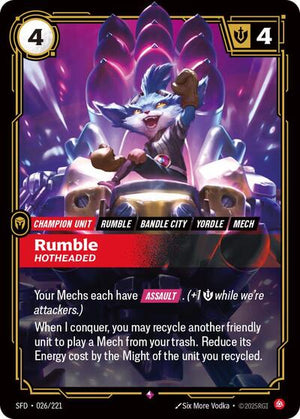 Riftbound - Spiritforged - Rumble, Hotheaded - 026/221 - Rare