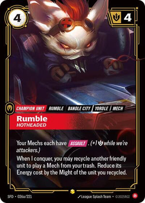 Riftbound - Spiritforged - Rumble, Hotheaded - 026a/221 - Alternate Art - Showcase