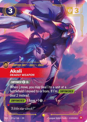 Riftbound - Vendetta - Akali, Deadly Weapon - 021a/166 - Alternate Art - Showcase