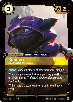 Riftbound - Vendetta - Kennen, Keeper of Balance - 135/166 - Rare
