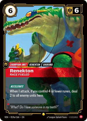 Riftbound - Vendetta - Renekton, Rage Fueled - 019a/166 - Alternate Art - Rare