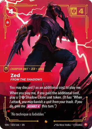 Riftbound - Vendetta - Zed, From the Shadows - 023/166 - Epic