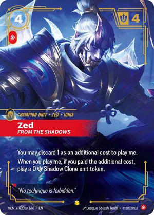 Riftbound - Vendetta - Zed, From the Shadows - 023a/166 - Alternate Art - Showcase