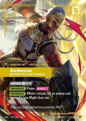Riftbound - Vendetta - Ambessa, Respected and Feared (Overnumbered) - 187/166 - Showcase