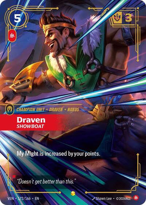 Riftbound - Vendetta - Draven, Showboat (Overnumbered) - 172/166 - Showcase