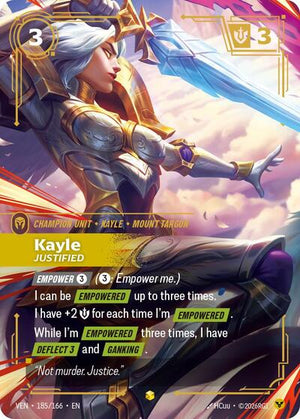 Riftbound - Vendetta - Kayle, Justified (Overnumbered) - 185/166 - Showcase