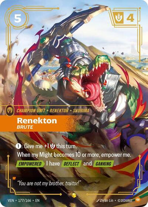 Riftbound - Vendetta - Renekton, Brute (Overnumbered) - 177/166 - Showcase