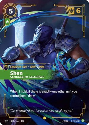 Riftbound - Vendetta - Shen, Scourge of Shadows (Overnumbered) - 170/166 - Showcase