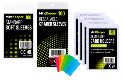 MintKeeper Bulk Grading Bundle – 100 Submissions (100 Semi-Rigids, 200 Soft Sleeves, 100 Perfect Fit Sleeves + Pull Tabs)