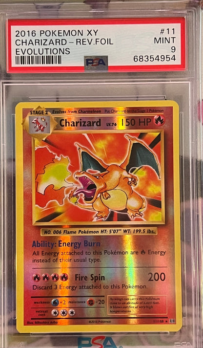 2016 Pokémon XY Evolutions – Charizard (Reverse Holo) #11 - PSA 9