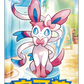 Pokémon trading card game packaging with a cartoon character on a blue background