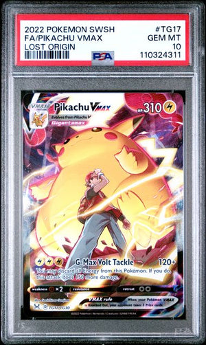 2022 Pokémon Sword & Shield Lost Origin #TG17 FA/Pikachu VMAX Lost Origin - PSA 10