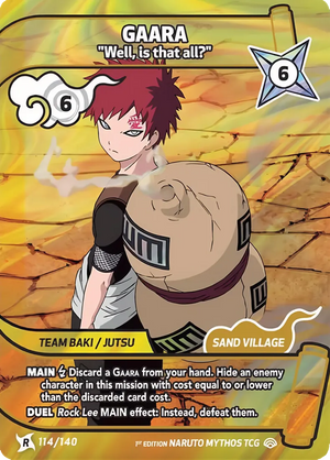 Naruto Mythos TCG - Shinobi Shiren - Gaara - ("Well, is that all?") - SS-114-R - Rare