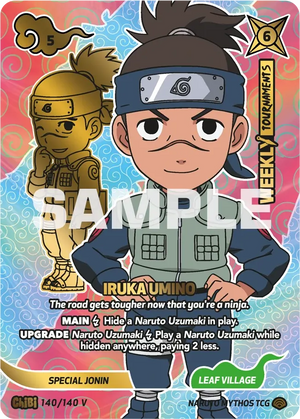 Naruto Mythos TCG - Shinobi Shiren - Iruka Umino - ("The road gets tougher now that you're a ninja.") - SS-140-CHIBIV - Chibi V