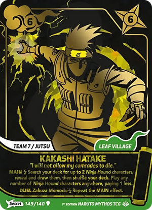 Naruto Mythos TCG - Shinobi Shiren - Kakashi Hatake - (I will not allow my comrades to die.) - SS-149-S - Secret