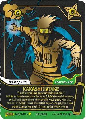 Naruto Mythos TCG - Shinobi Shiren - Kakashi Hatake - (I will not allow my comrades to die.) - SS-149-SV - Secret V