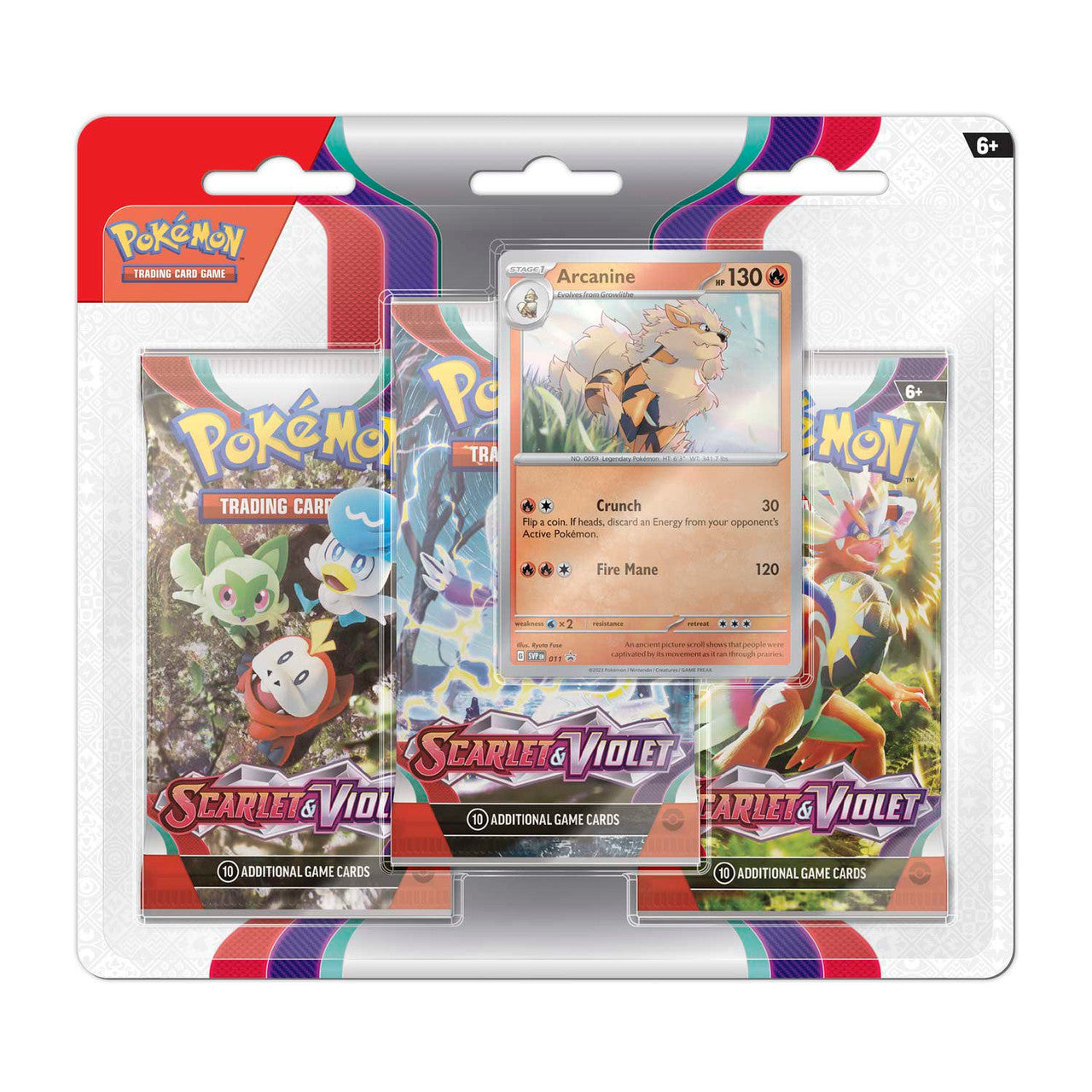 Scarlet and Violet (Base Set) 3 Pack Blister Arcanine