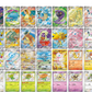Collection of various colorful trading cards arranged in a grid.