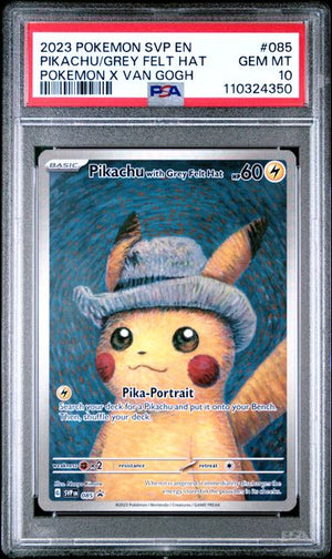 2023 Pokémon SVP EN-SV Black Star Promo #085 Pikachu/Grey Felt Hat X Van Gogh - PSA 10