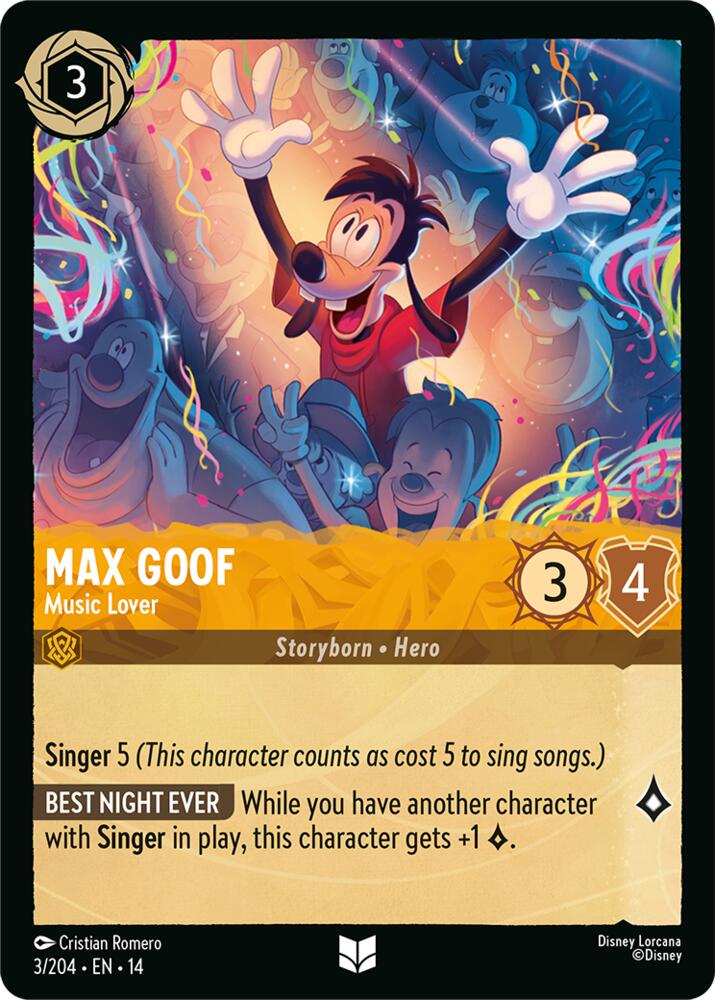 Disney Lorcana TCG - Hyperia City - Max Goof - Music Lover - 3/204 - Uncommon