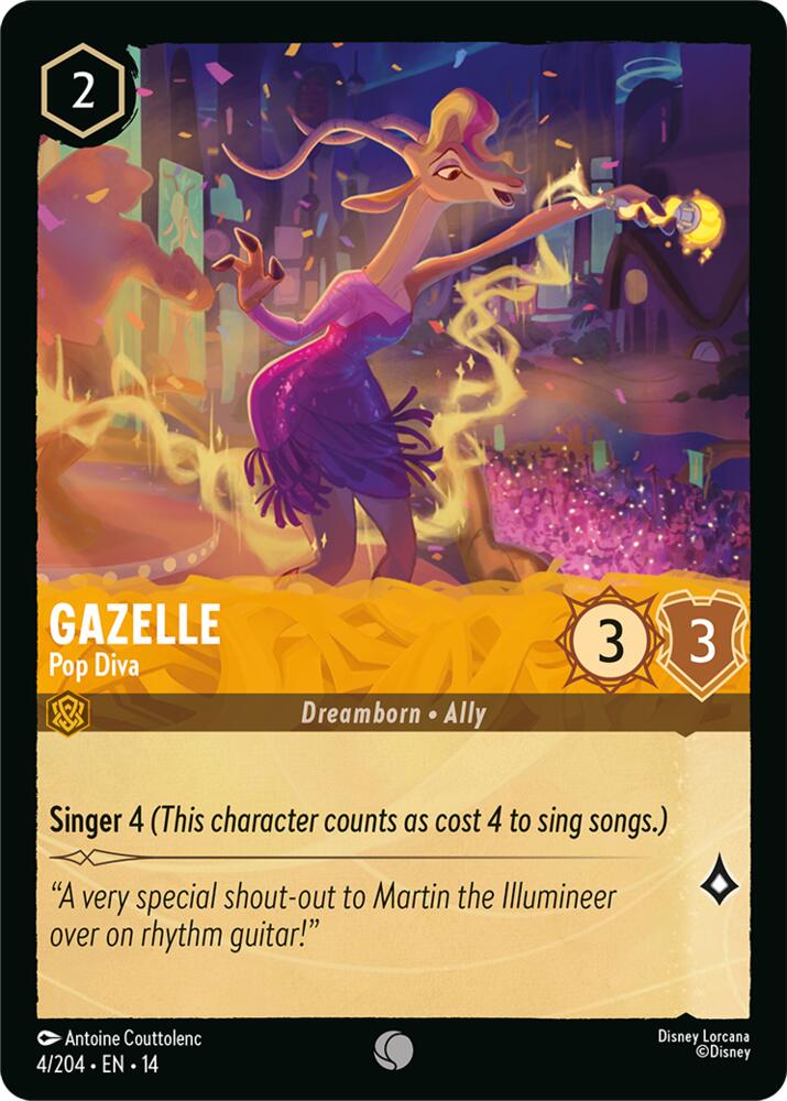 Disney Lorcana TCG - Hyperia City - Gazelle - Pop Diva - 4/204 - Common - Cold Foil