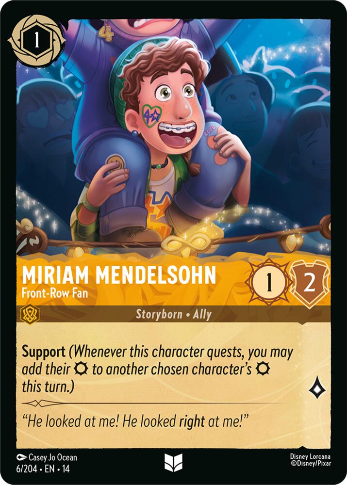 Disney Lorcana TCG - Hyperia City - Miriam Mendelsohn - Front-Row Fan - 6/204 - Uncommon - Cold Foil