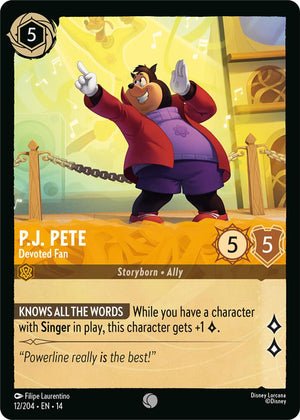 Disney Lorcana TCG - Hyperia City - P.J. Pete - Devoted Fan - 12/204 - Common
