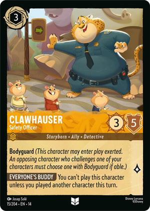 Disney Lorcana TCG - Hyperia City - Clawhauser - Safety Officer - 15/204 - Uncommon - Cold Foil