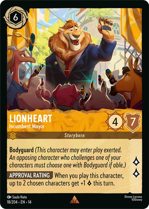 Disney Lorcana TCG - Hyperia City - Lionheart - Incumbent Mayor - 18/204 - Rare - Cold Foil