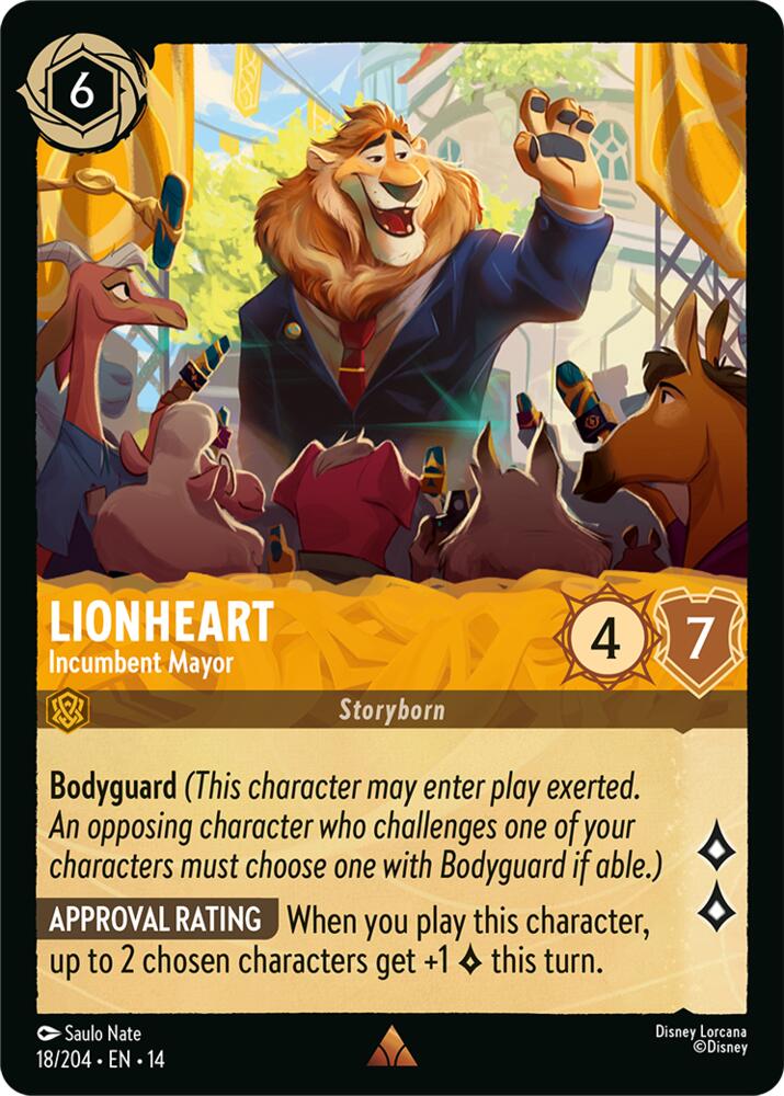Disney Lorcana TCG - Hyperia City - Lionheart - Incumbent Mayor - 18/204 - Rare