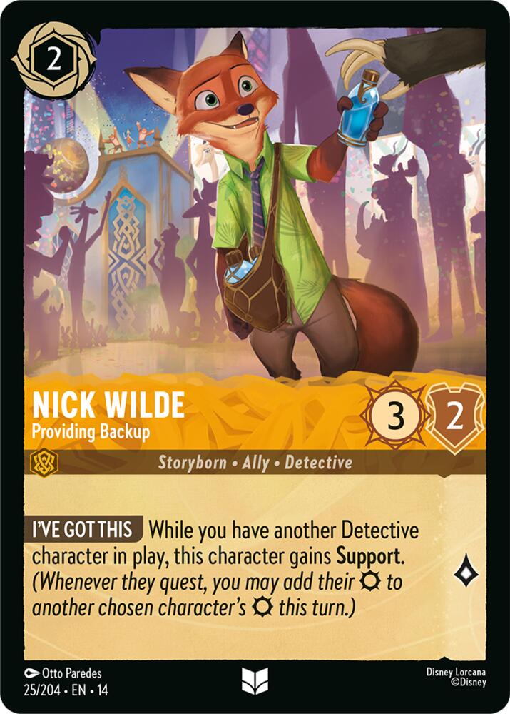 Disney Lorcana TCG - Hyperia City - Nick Wilde - Providing Backup - 25/204 - Uncommon