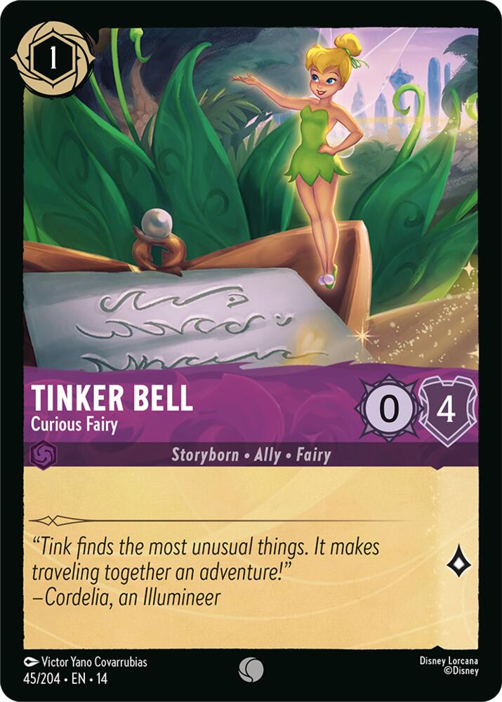 Disney Lorcana TCG - Hyperia City - Tinker Bell - Curious Fairy - 45/204 - Common - Cold Foil