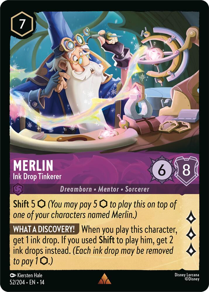 Disney Lorcana TCG - Hyperia City - Merlin - Ink Drop Tinkerer - 52/204 - Rare - Cold Foil