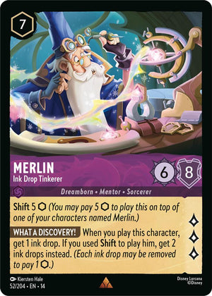 Disney Lorcana TCG - Hyperia City - Merlin - Ink Drop Tinkerer - 52/204 - Rare