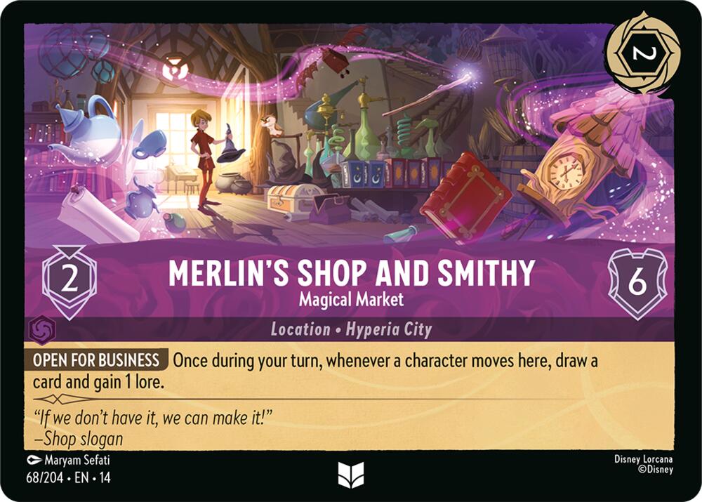 Disney Lorcana TCG - Hyperia City - Merlin's Shop and Smithy - Magical Market - 68/204 - Uncommon - Cold Foil