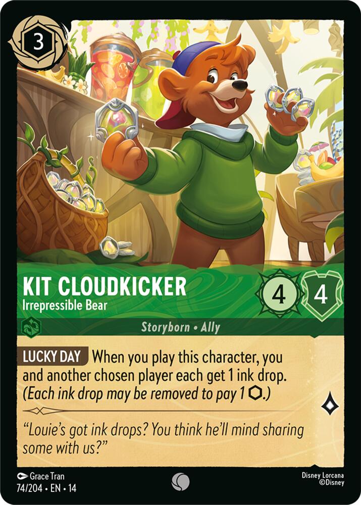 Disney Lorcana TCG - Hyperia City - Kit Cloudkicker - Irrepressible Bear - 74/204 - Common