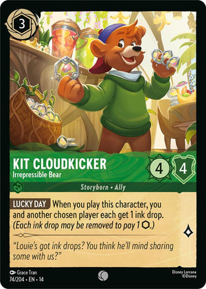 Disney Lorcana TCG - Hyperia City - Kit Cloudkicker - Irrepressible Bear - 74/204 - Common
