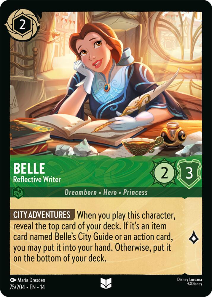Disney Lorcana TCG - Hyperia City - Belle - Reflective Writer - 75/204 - Uncommon - Cold Foil
