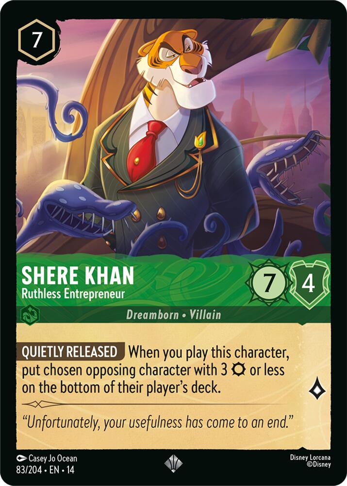 Disney Lorcana TCG - Hyperia City - Shere Khan - Ruthless Entrepreneur - 83/204 - Super Rare - Cold Foil