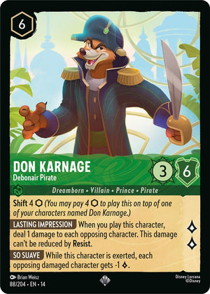 Disney Lorcana TCG - Hyperia City - Don Karnage - Debonair Pirate - 88/204 - Super Rare