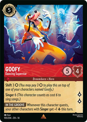 Disney Lorcana TCG - Hyperia City - Goofy - Dancing Superstar - 105/204 - Rare - Cold Foil